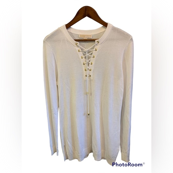 NWOT MICHAEL Michael Kors Long Sleeve White Sweater Dress - Picture 1 of 6